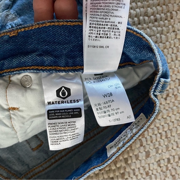 Levi's Blue Distressed Jean Shorts with Frayed Hem - Picture 3 of 5